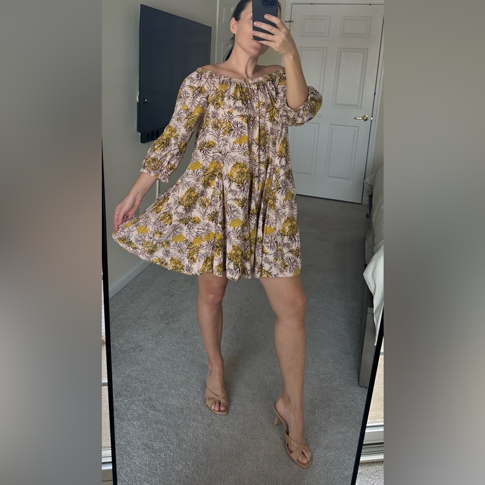 Daily Practice Anthropologie Mollie Tunic Dress Floral Off Shoulder Cover Up S - Picture 11 of 11